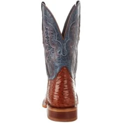 Tony Lama Men`s Brandy Smooth Ostrich 11in. Navy Goat Top Boot -Cinc Clothing Shop SA6101 04