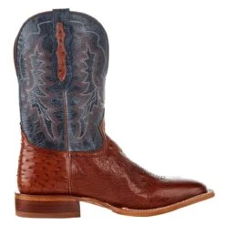 Tony Lama Men`s Brandy Smooth Ostrich 11in. Navy Goat Top Boot -Cinc Clothing Shop SA6101 05