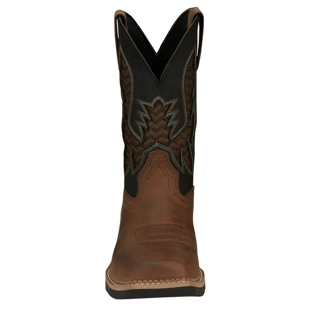 Justin Boots Men`s Stampede Bolt Pecan Water Buffalo 11` Black Water Buffalo Soft Toe 4 Justin Boots Men`s Stampede Bolt Pecan Water Buffalo 11` Black Water Buffalo Soft Toe - Image 2
