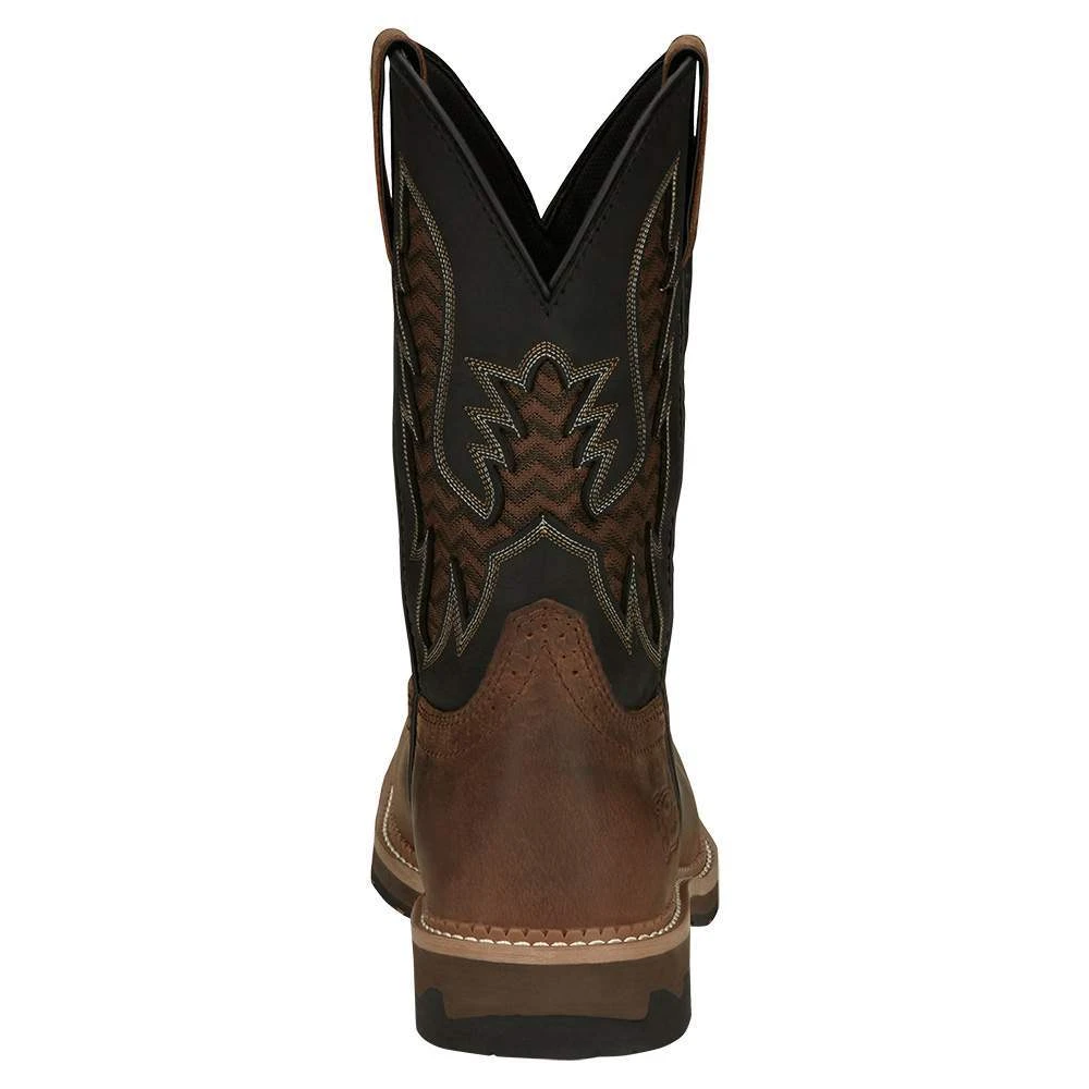Justin Boots Men`s Stampede Bolt Pecan Water Buffalo 11` Black Water Buffalo Soft Toe 6 Justin Boots Men`s Stampede Bolt Pecan Water Buffalo 11` Black Water Buffalo Soft Toe - Image 4