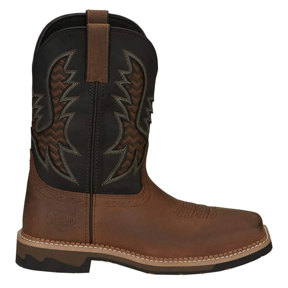 Justin Boots Men`s Stampede Bolt Pecan Water Buffalo 11` Black Water Buffalo Soft Toe 7 Justin Boots Men`s Stampede Bolt Pecan Water Buffalo 11` Black Water Buffalo Soft Toe - Image 5