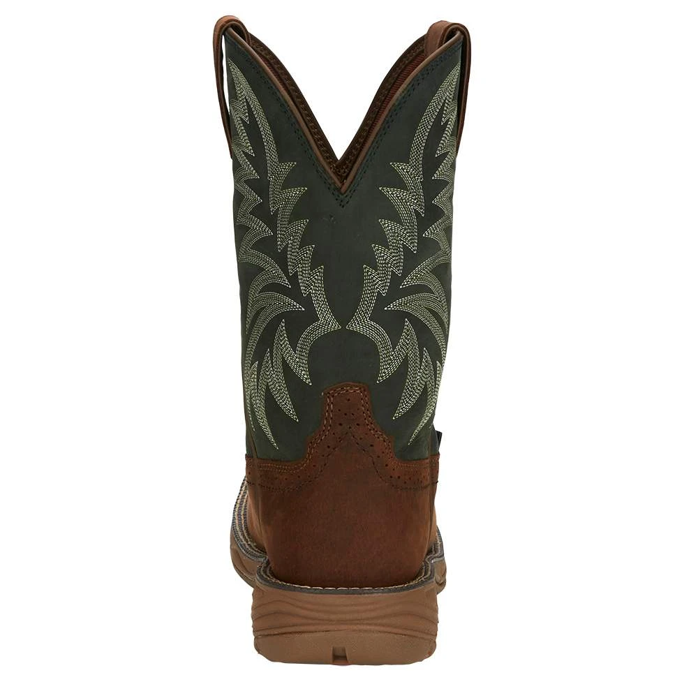 Justin Boots Men's Pecan Brown Water Buffalo 11 Forest Green Top Work Boot 6 Justin Boots Men's Pecan Brown Water Buffalo 11 Forest Green Top Work Boot - Image 4