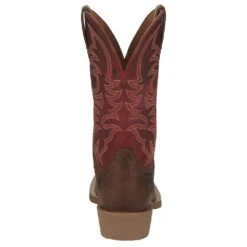 Justin Boots Men`s Syrup Brown Water Buffalo 12 In Chili Pepper Red Top Cowboy Boot -Cinc Clothing Shop SE7610 4
