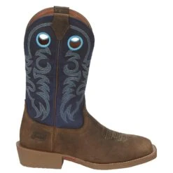 Justin Boots Men's Stampede Peanut Tan 12in Yale Blue Top Square Toe Boot -Cinc Clothing Shop SE7611 5