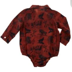 Shea Baby Boy's Long Sleeve Maroon Indian Pearl Snap Onesie -Cinc Clothing Shop SNAP02 O 02