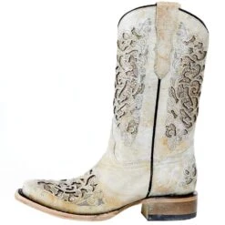 Corral Kids White Glitter Inlay Sq Toe Cowgirl Boot 9 Corral Kids White Glitter Inlay Sq Toe Cowgirl Boot -Cinc Clothing Shop T0039 31