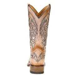 Corral Kids Tan Shiny Inlay Square Toe Cowgirl Boot -Cinc Clothing Shop T0104 3