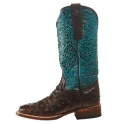 Tanner Mark Boots Women's Nicotine Ostrich Turquoise Top Cowgirl Boot -Cinc Clothing Shop TML207059 3