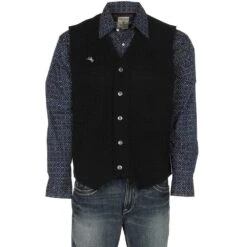 Wyoming Traders Men's Black Wyoming Wool Vest -Cinc Clothing Shop VCM BLK1