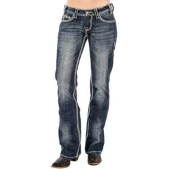 Rock N Roll Cowgirl Women's Midrise Bootcut Riding Jean -Cinc Clothing Shop W7 95161 3