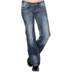 Rock N Roll Cowgirl Women's Midrise Bootcut Riding Jean -Cinc Clothing Shop W7 9516 1