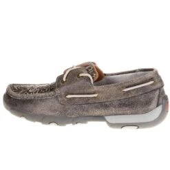 Twisted X Womens Grey Boat Shoe Driving Moc -Cinc Clothing Shop WDM0130 2