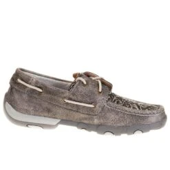 Twisted X Womens Grey Boat Shoe Driving Moc -Cinc Clothing Shop WDM0130 4