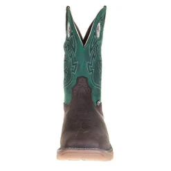 Justin Boot Company Men's H20 Rush Brown 11in. Green Top Soft Toe Work Boot -Cinc Clothing Shop WK4339 1