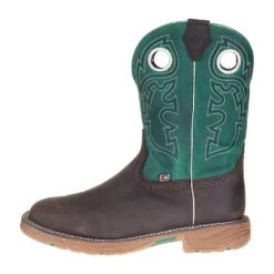 Justin Boot Company Men's H20 Rush Brown 11in. Green Top Soft Toe Work Boot -Cinc Clothing Shop WK4339 2