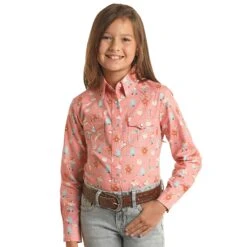 Panhandle Girls Long Sleeve Print Snap Shirt -Cinc Clothing Shop WLGSOSR1GP 01