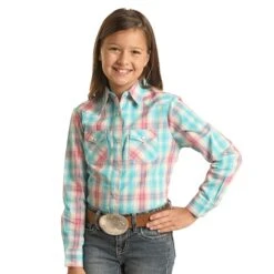 Panhandle Girls Long Sleeve Plaid Snap Shirt -Cinc Clothing Shop WLGSOSR1GS 01