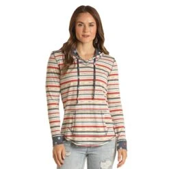 Panhandle Womens Serape Print Hoodie -Cinc Clothing Shop WLWT94R1CO 01
