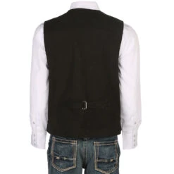 Wyoming Traders Men's Black Buffalo Leather Vest -Cinc Clothing Shop WT BB 2