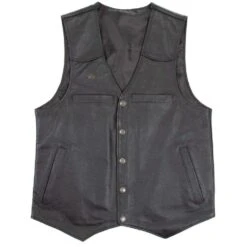 Wyoming Traders Mens Black Dovers Leather Concealed Leather Vest -Cinc Clothing Shop WT VDB 1