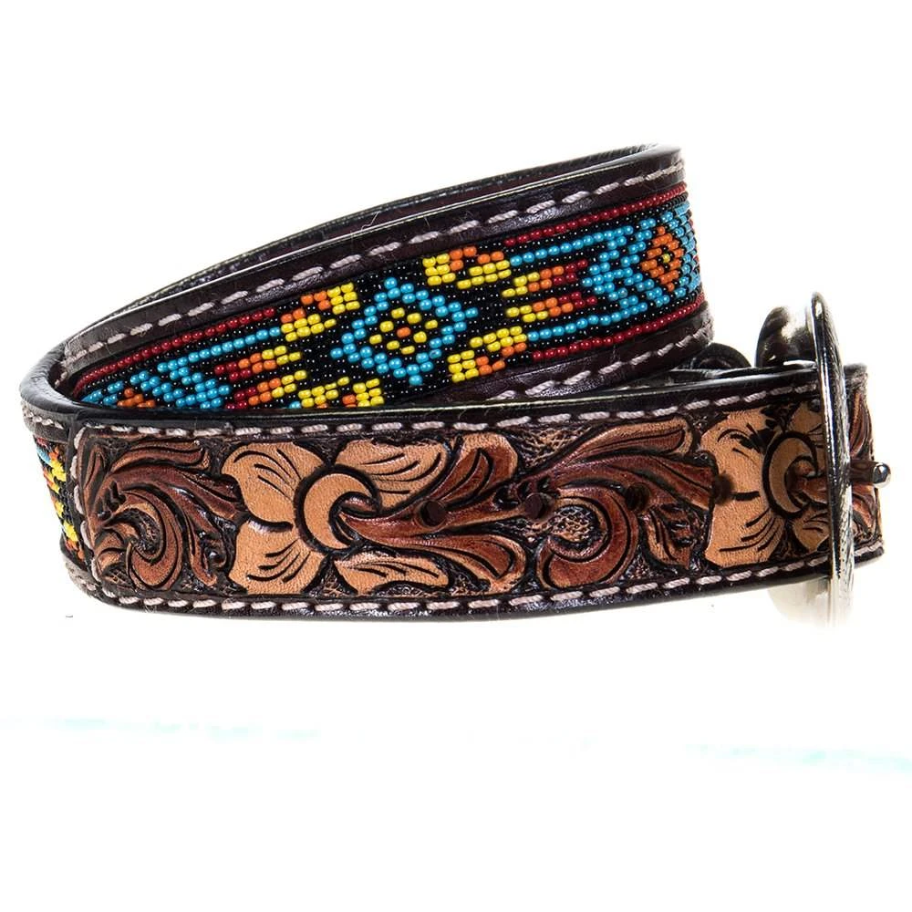 Western Fashion Kids Twisted X Beaded Belt With Floral Tooling 4 Western Fashion Kids Twisted X Beaded Belt With Floral Tooling - Image 2