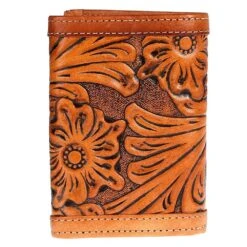 Western Fashion Men's Floral Trifold Wallet With Tan -Cinc Clothing Shop XRC T6 2