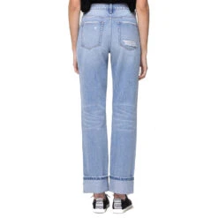 Flying Monkey Women's High Rise 90's Vintage Straight Jeans With Cuff Hem -Cinc Clothing Shop Y2350 STRAIGHT 3